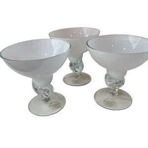 Makoro Jozefina Krosno Hand Made in Poland 4 1/4 in Martini Art Glass lot of 3